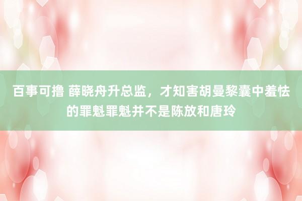 百事可撸 薛晓舟升总监，才知害胡曼黎囊中羞怯的罪魁罪魁并不是陈放和唐玲