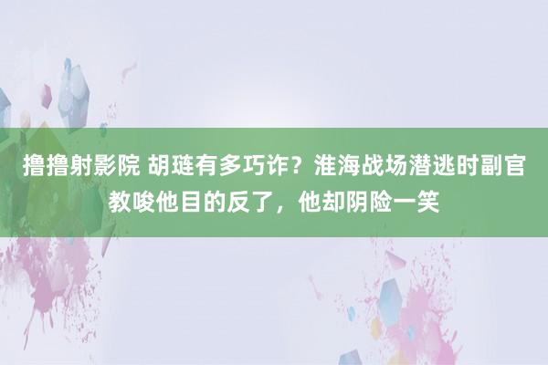 撸撸射影院 胡琏有多巧诈？淮海战场潜逃时副官教唆他目的反了，他却阴险一笑