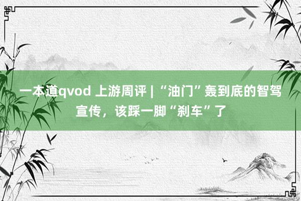 一本道qvod 上游周评 | “油门”轰到底的智驾宣传，该踩一脚“刹车”了