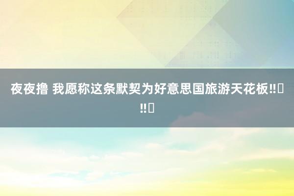 夜夜撸 我愿称这条默契为好意思国旅游天花板‼️‼️